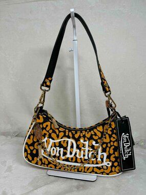 Von Dutch Yellow Leopard‑Print Shoulder Bag (NWT) — MSRP $99